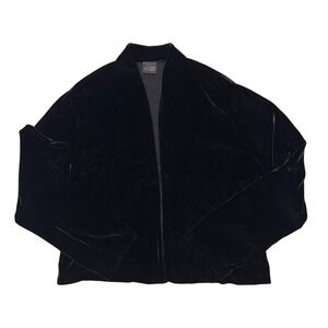 Eileen Fisher Womens S M Black Velvet Open Front Cardigan Jacket Evening Formal